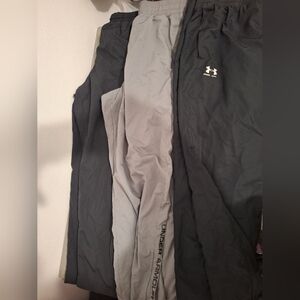 Mens Under Armour And Nike Black and Gray Wind Pants Lot, Size 2xl.